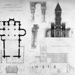 Plans, coupes, élévations de Germigny-des-Prés et détails des piliers